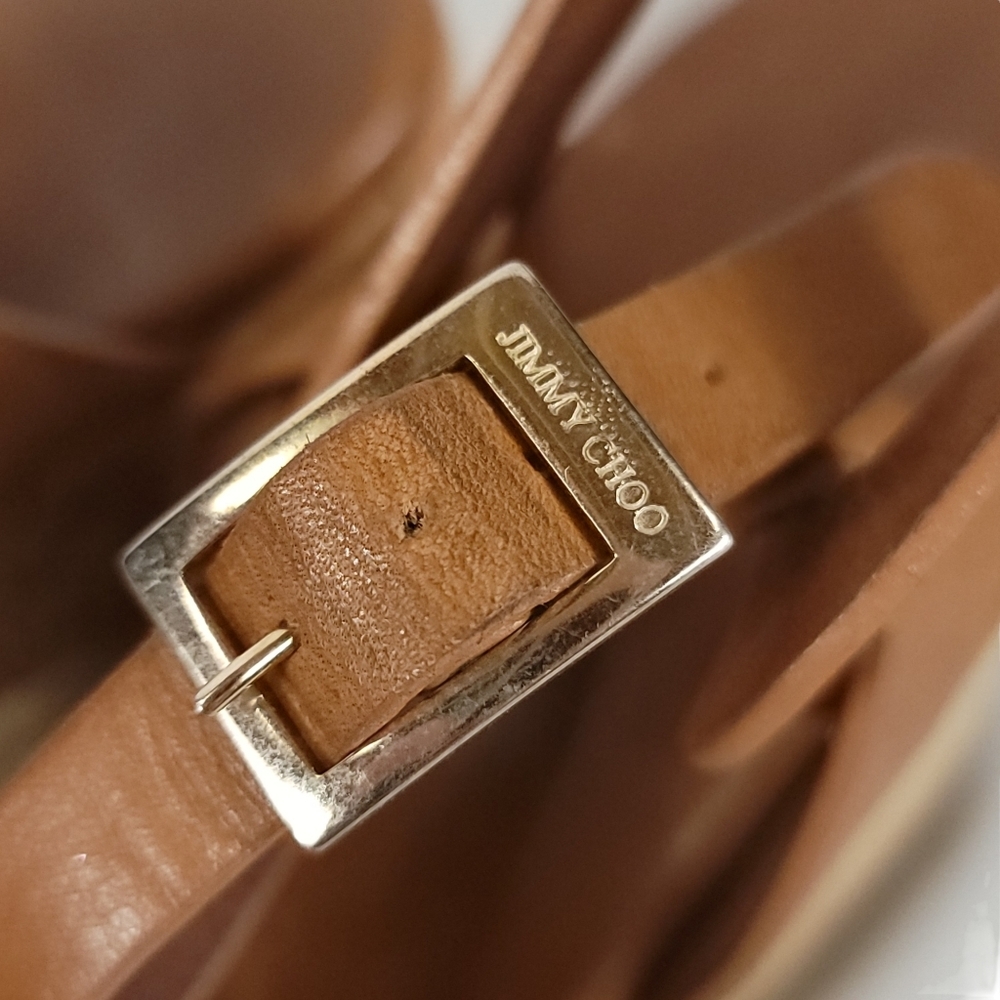 Jimmy Choo Tan Vachetta Leather Wedges​ 42 - Flawed Gem! - Picture 11 of 16